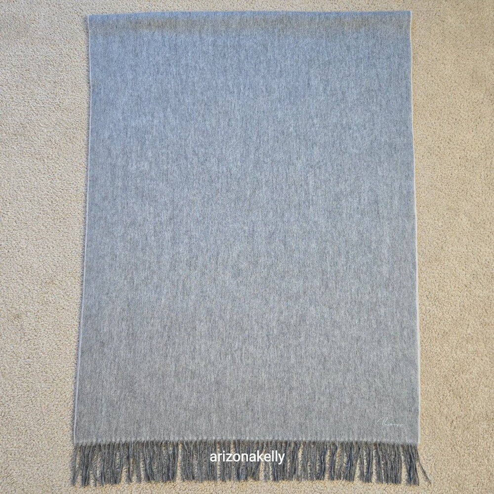 NWOT Reiss Cashmere Fringed Scarf 2-tone Grey - Picture 7 of 10